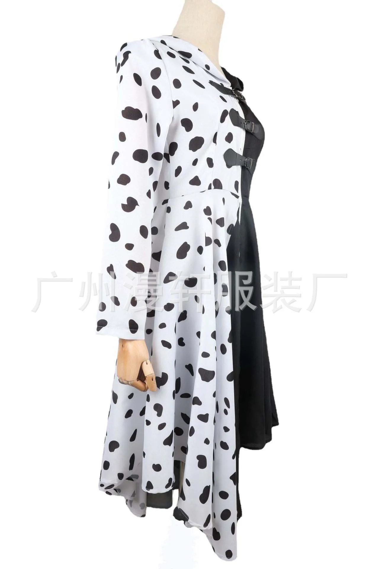 Disfraz De Cruella para mujer adulta, traje De Cosplay con capa y guantes para Halloween, Carnaval