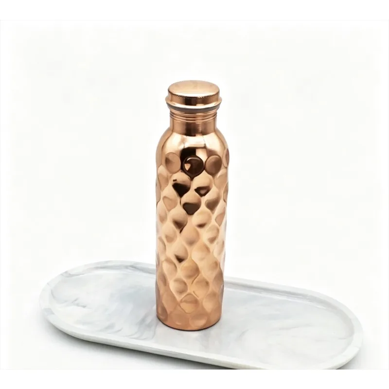 DC-07 600ml Handmade Pure Copper Water Bottle, Vessel for Yoga Outdoor Sports, Traditional Metal Canteen