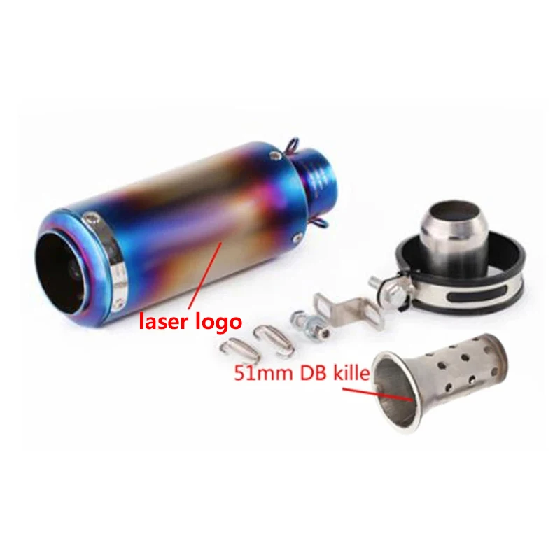 Motorfiets uitlaat inox uitlaat koolstofvezel uitlaat Universele 51/60mm met DB Killer voor z900 R3 R25 MT07 MT09 R1 Z400 Z650