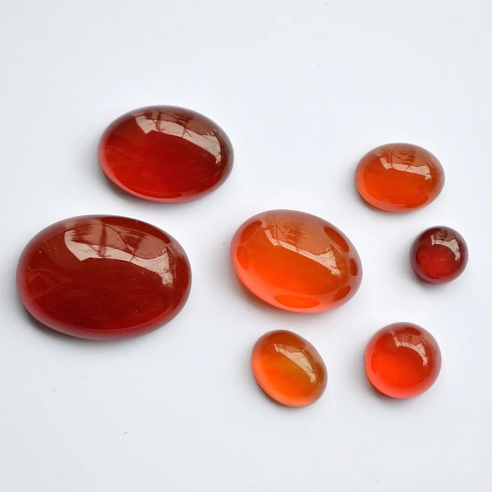 Wholesale 2pcs Red Carnelian Agate Beads 8x10mm 12x16m 18x25mm 22x30 30x40mm Oval Gemstone Cabochon Ring Face For Jewelry making