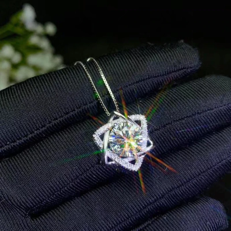 

2ct Moissanite Super Popular Style Ladies Party 925 Sterling Silver Diamond Necklace Luxury Jewelry Designer