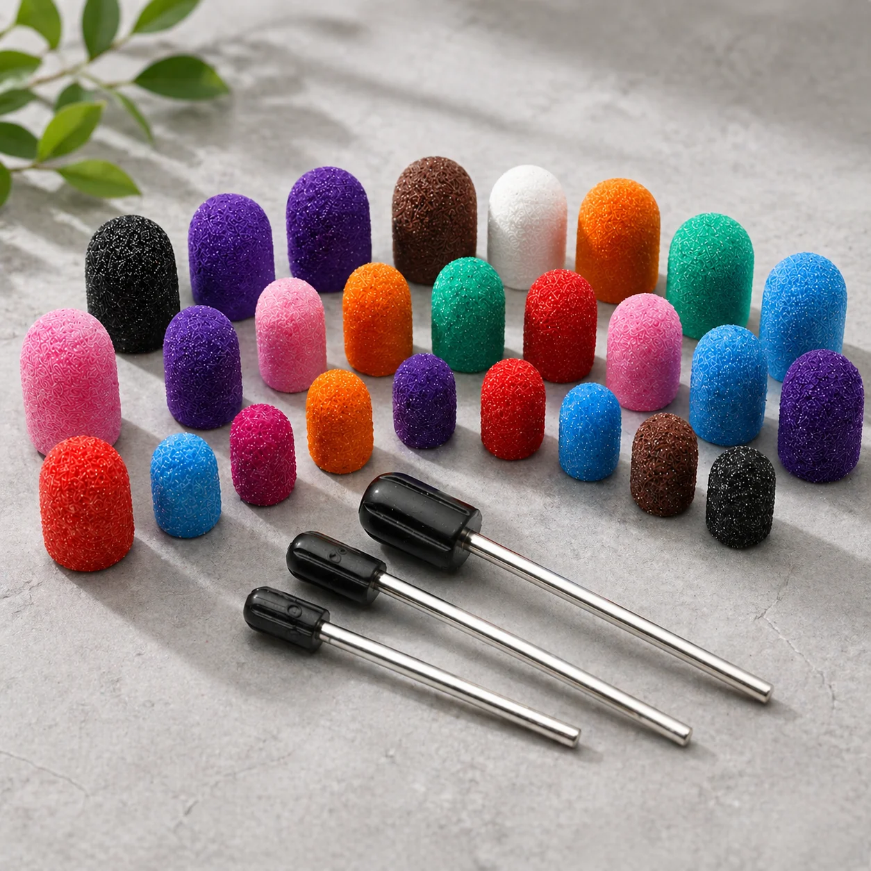20Pcs Mixed Color Nail Sanding Caps with Mandrel – Hot Selling Pro Manicure Bits, 80/120/180 Grit for Pedicure