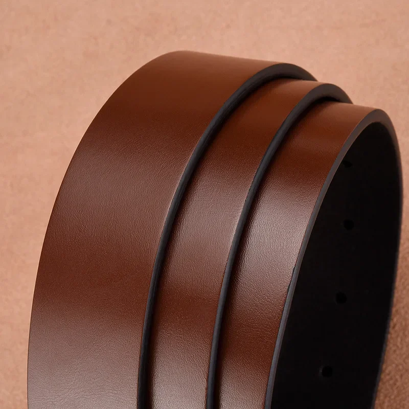 Fashion Simple Brown Cowhide Belts for Men Casual Trend Luxury Handsome Solid Color Belt Punk Clothing Accessories Holiday Gift