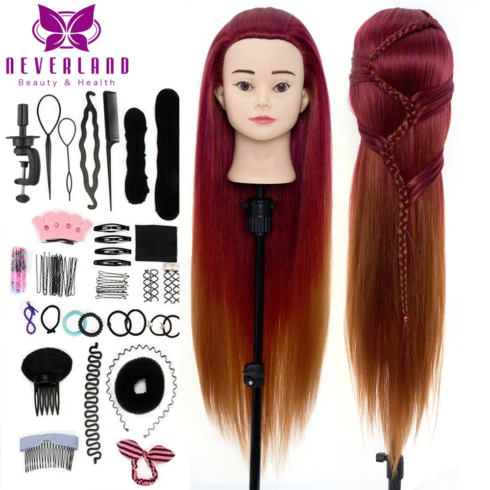 

NEVERLAND Training Head 66cm Long Practice Mannequin Head Hairstyles Professional Hairdressing Trainging Doll Hair Accessories