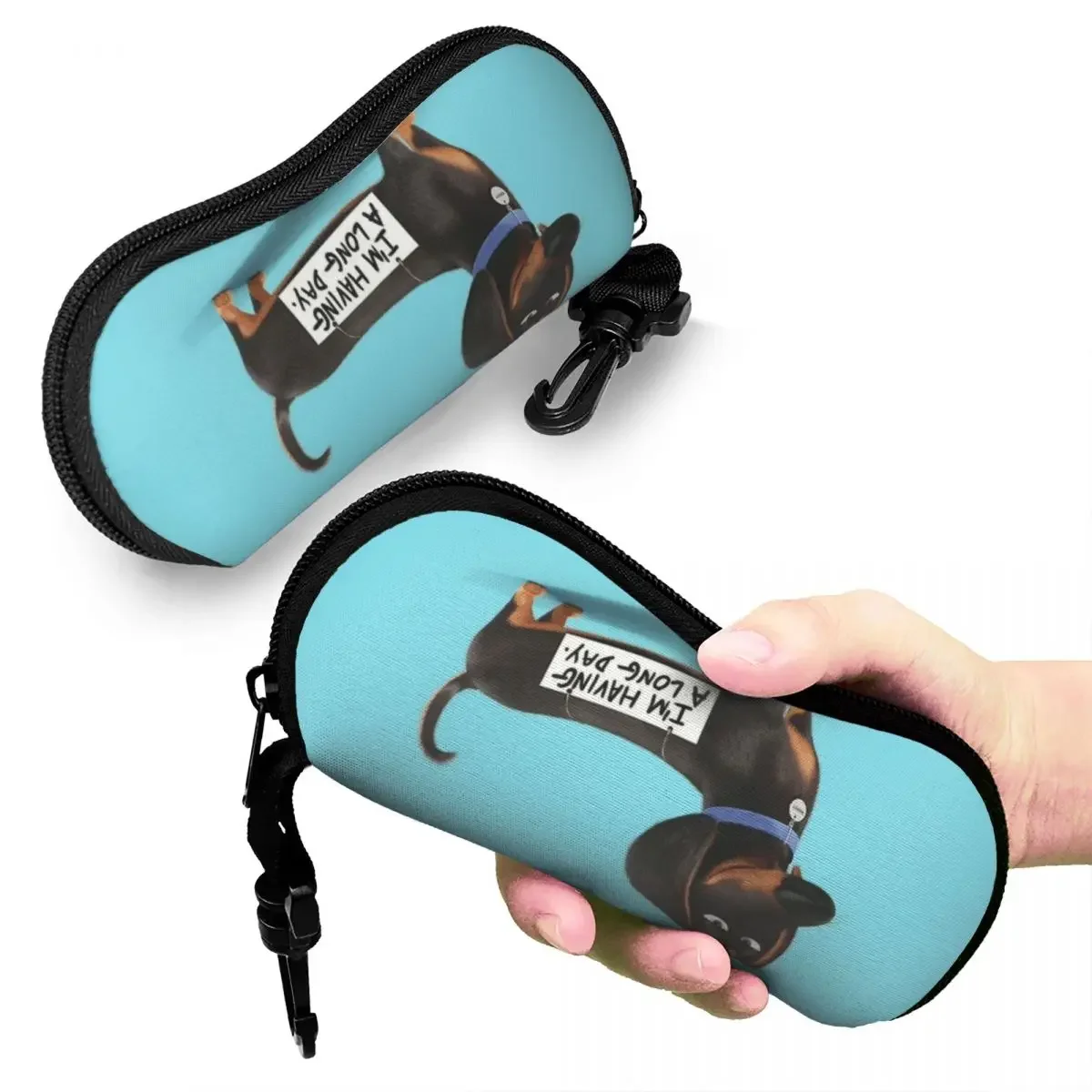 

Custom Dachshund Dog Funny Puppy Eyeglass Glasses Case Men Women Soft Pet Sunglasses Protective Bag