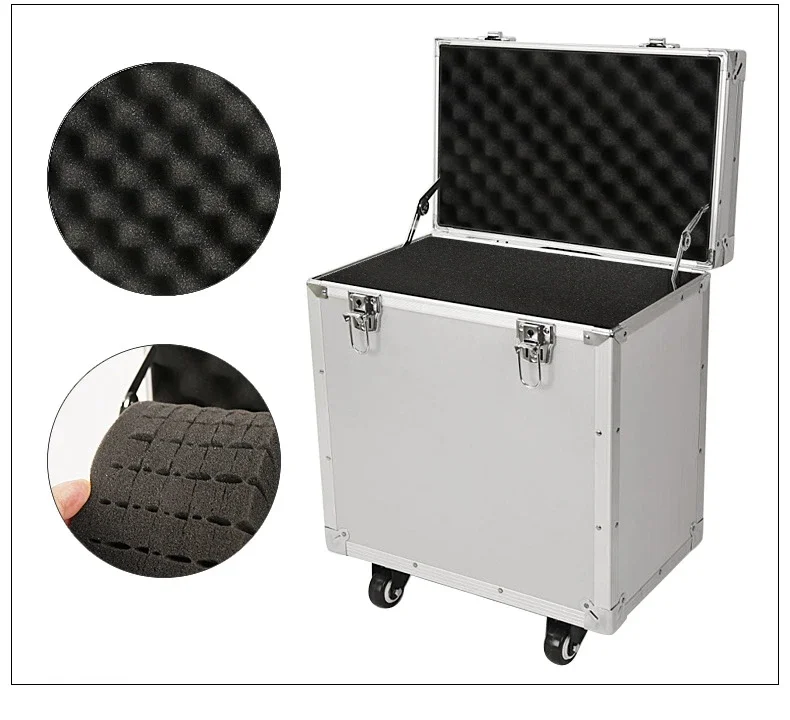 Large Aluminum Equipment Tool Trolley Case, Aluminum Instrument Display Carrying Tool Case with Wheels