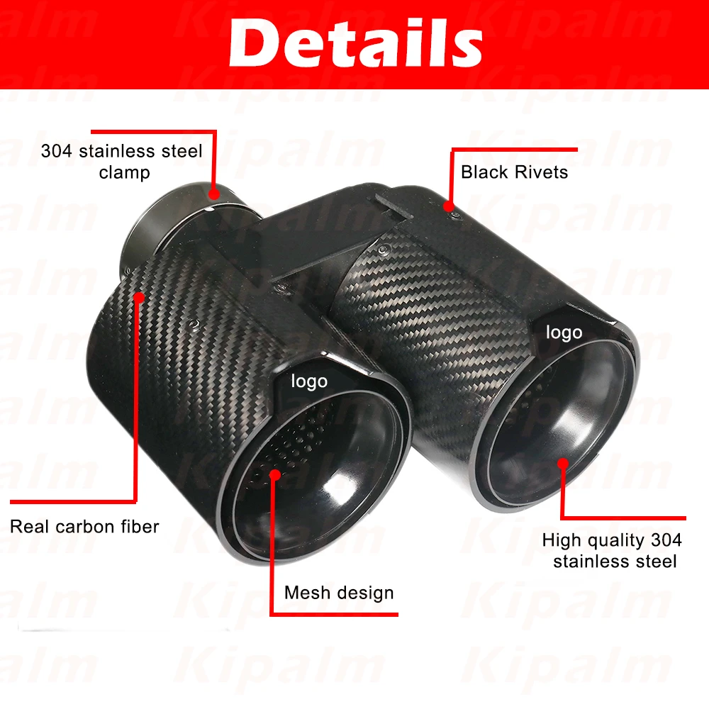 1 Pair Dual Pipe Carbon Fiber M Performance Exhaust Pipe Muffler Tip For BMW G20 M320i M325i M330i