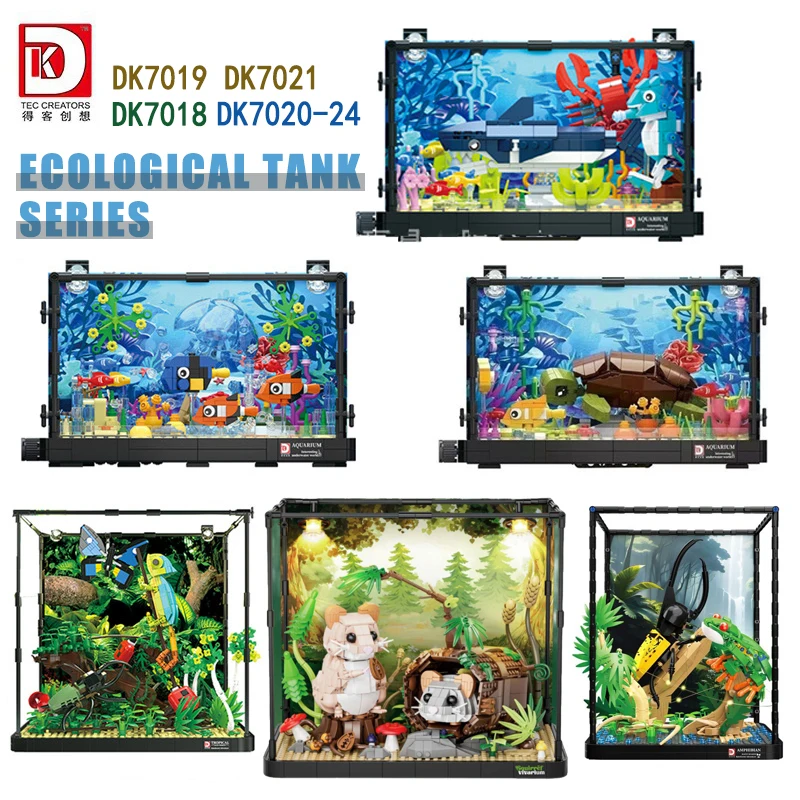 

Креативная серия экологических танков, строительные блоки с тропическим дождевым лесом и коллекцией освещения, кирпичи, декор для рабочего стола, игрушки, подарок для ребенка