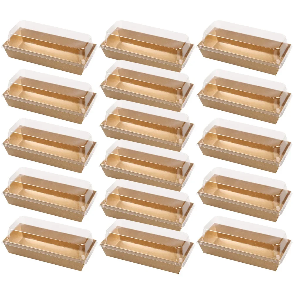 50 Pieces Rectangular Sandwich Cake Roll And Pastry Packaging Box Set for Food Storage And Delivery