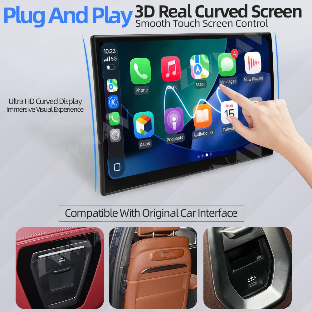ZWNAV 11.6 Inch Rear Entertainment Screen 1080P HD Touch Screen Car Headrest Monitor WiFi Bluetooth Video Player for BMW Carplay