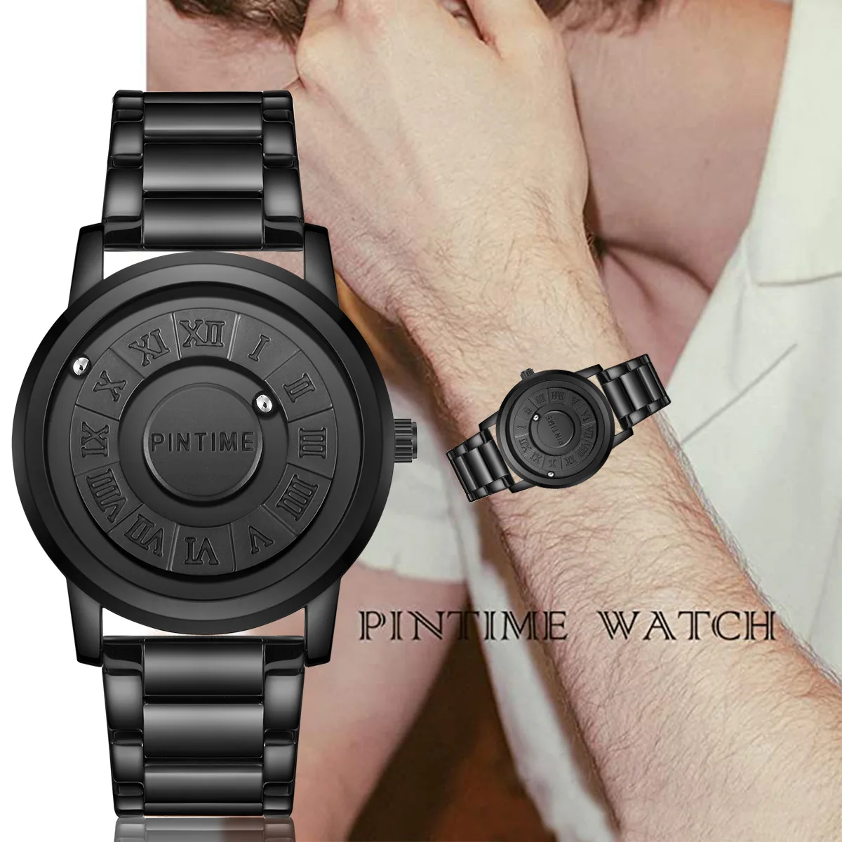 Luxury Men's Watches Creative Scroll Pointer Magnetic Force Sport Watches Men Quartz Chronograph Man Clock Relogio Masculino