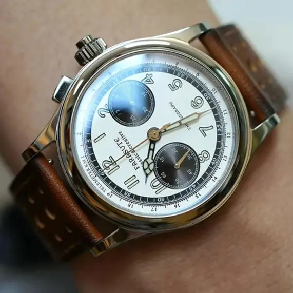 FARASUTE Men Chronograph Watch Pilot 40mm Panda Manual Winding Mechanical Wristwatch Sapphire Mirror ST19 Luminous