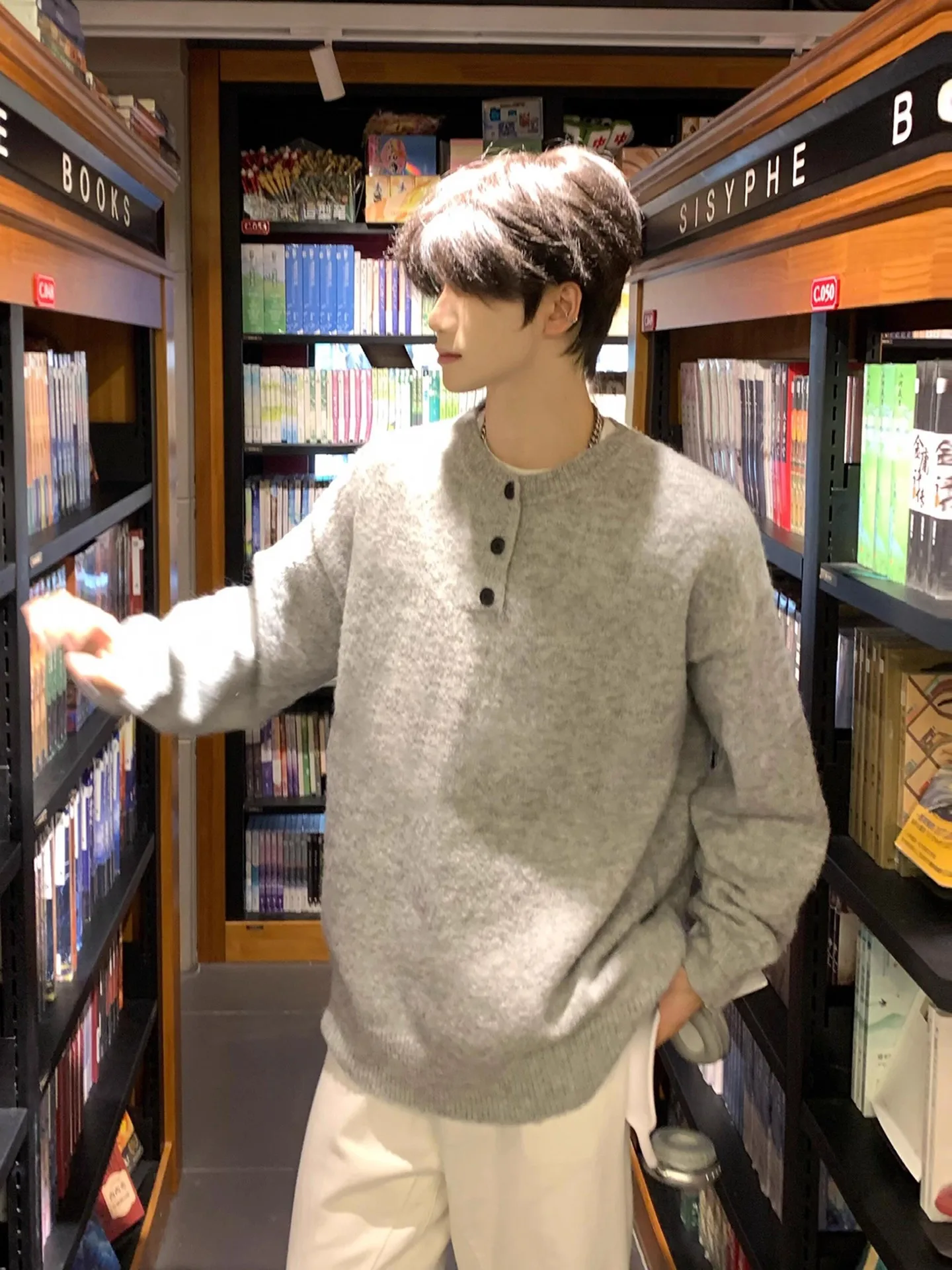 

Cleanfit American Retro Sle Men's Knitted Sweater Henry Collar Long Sve Loose Fit Autumn Winter Faion Casual Wear