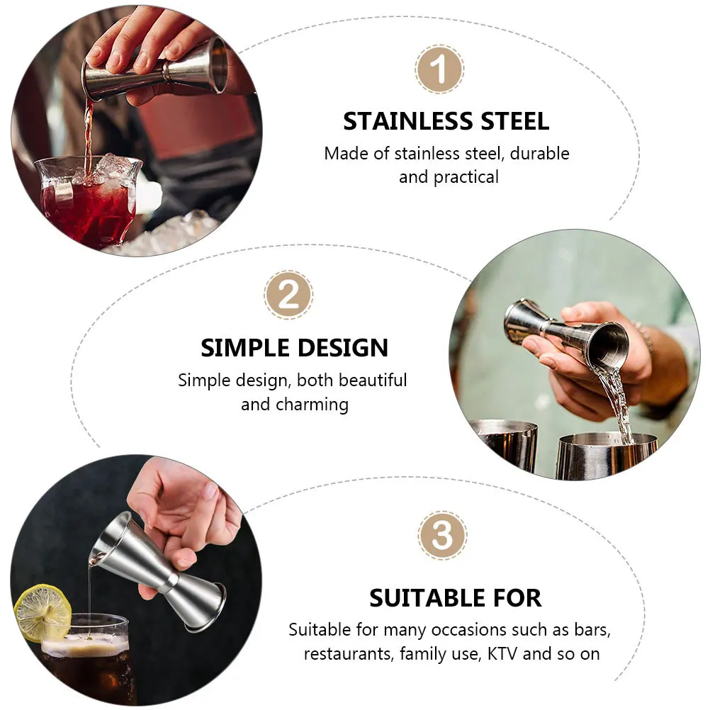 

2Pcs Stainless Steel Bartending Ounce Cups Simple Design Multifunctional Cocktail Jigger Double Jigger Cocktail Ounce Cup