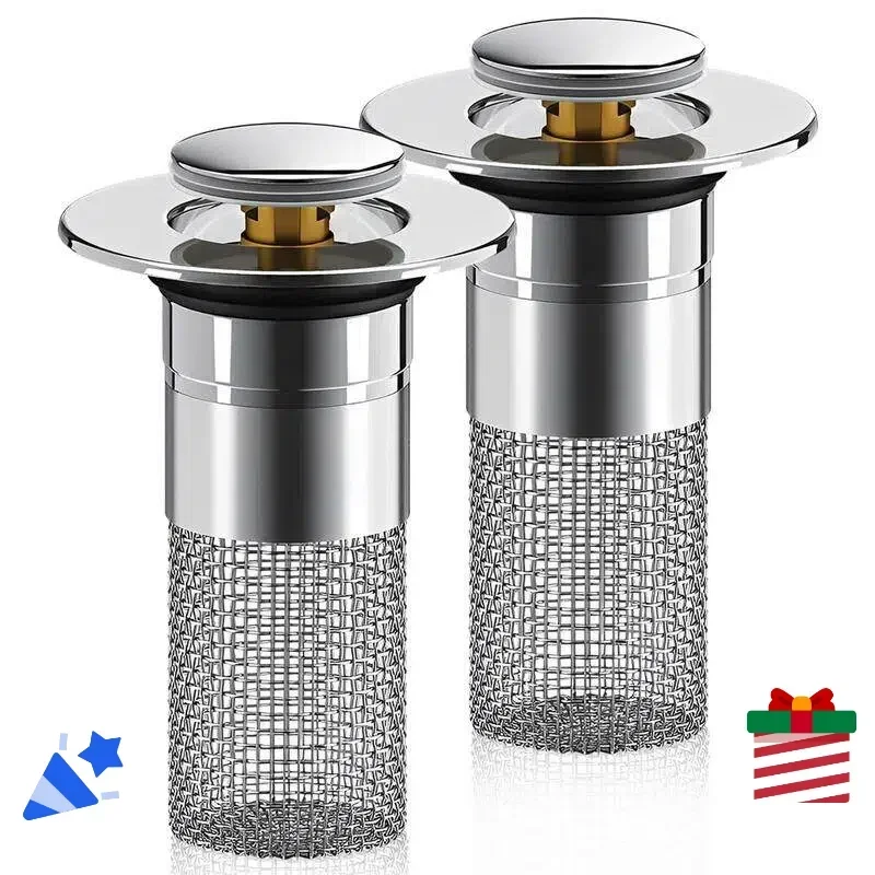 Coletor de cabelo anti-entupimento de 2 pacotes, filtro de drenagem 3 em 1 durável para pias de banheiro de 1-1,5 polegadas