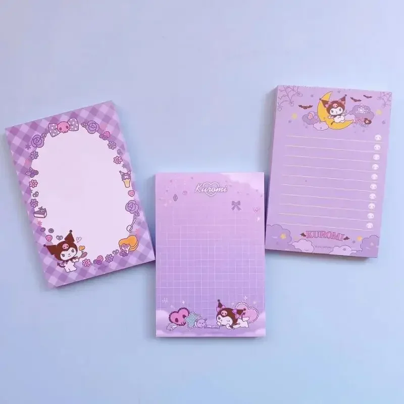 MINISO Sanrio Anime Hellokittys My Melody Kuromi Cinnamoroll Pompom Purins Cartoon Sticky Note Book Notepad Kids Gift 12*8cm