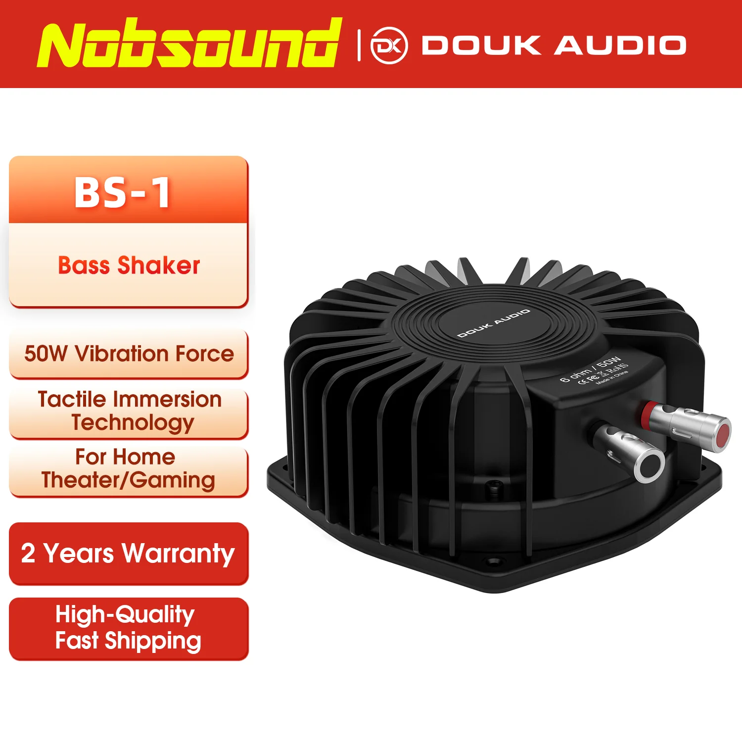 Nobsound High Power Tactile Bass Shaker 50Watt Subwoofer Transducer for Home/Car Theaters