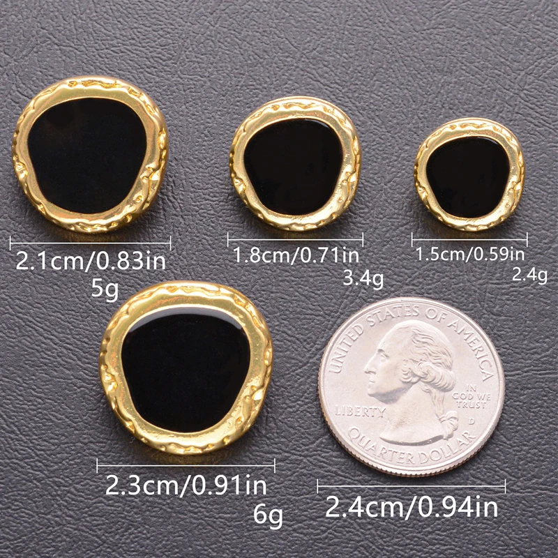 5pcs 15/18/21/23mm Black Resin Irregular Metal Buttons Of Fur Coat Shirts Sweater Clothing Decorative Hand DIY Sewing Buttons