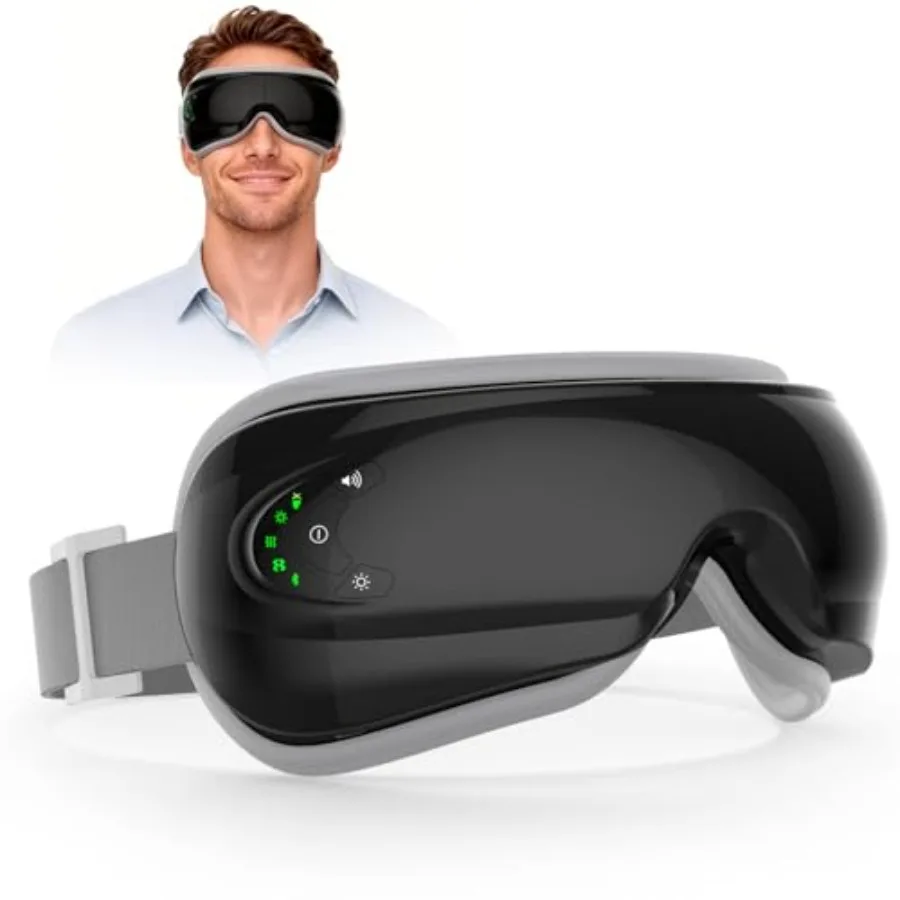 

Массажер для глаз с подогревом, согревающая маска для глаз от мигрени и головной боли, подарок на день рождения для женщин и мужчин, массажер для глаз с пультом ДУ