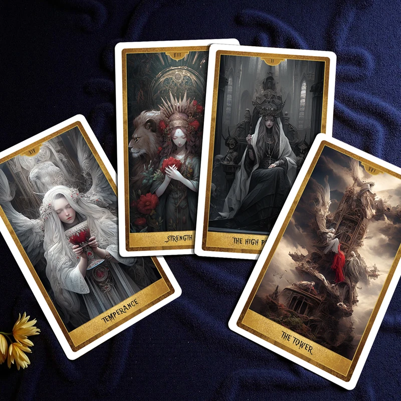 Gothic Seer Black Tarot Deck 78 Cards Dark Mystery Divination Oracle Rider Waite Occult Guidance Gift English Spanish Russian