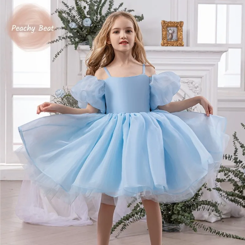 Baby Girl Princess Off Shoulder Tutu Dress Toddler Child Tulle Vestido Big Bow Back Party Pageant Birthday Baby Clothes 2-10Y