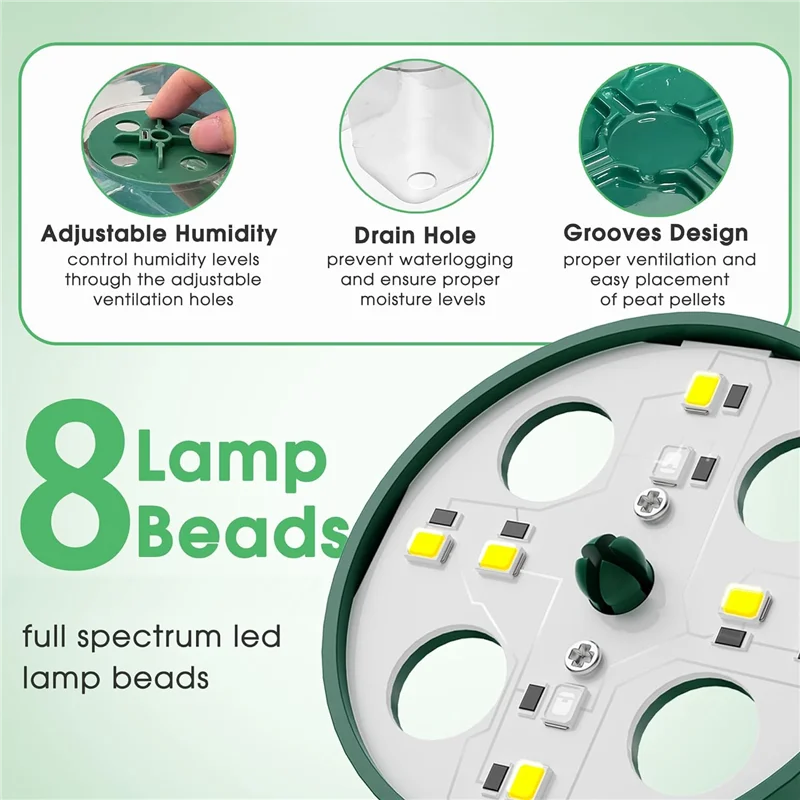 Стартовый лоток для семян ABNG с подсветкой для выращивания, стартовый набор для семян с куполом для влажности, комплект стартовых лотков для рассады с таймером для выращивания растений