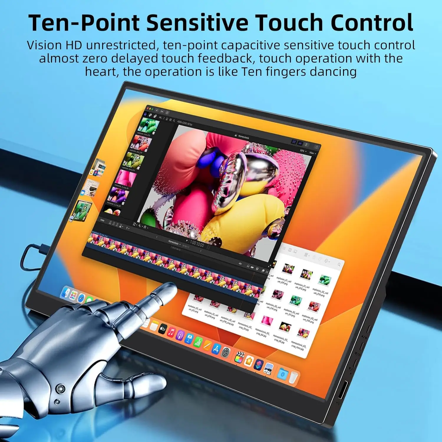 14Inch HDMI Type-C Laptop Gaming Touchscreen Portable Monitor Built-in Speakers External Slim Travel Monitor for PC/PS4/PS5