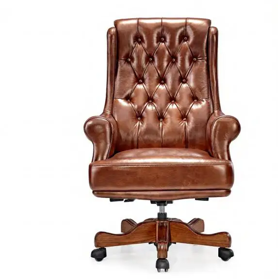# WHigh Back Wooden Frame Leather PU Manager Office Chair