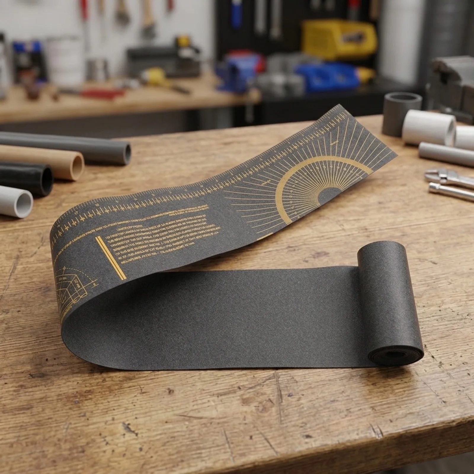 Compact Pipe Measuring Tool for On Site Use with Dual Scale Readings and Conformability on Curved or Uneven Pipe Surfaces