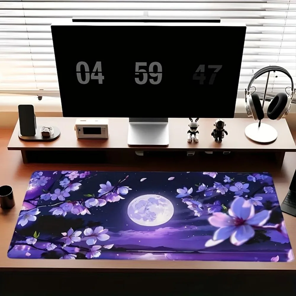 Dreamy Purple Moonlit Night, Large-sized Game Table Mat accesorios para laptop podkładka gamingowa schreibtischunterlage