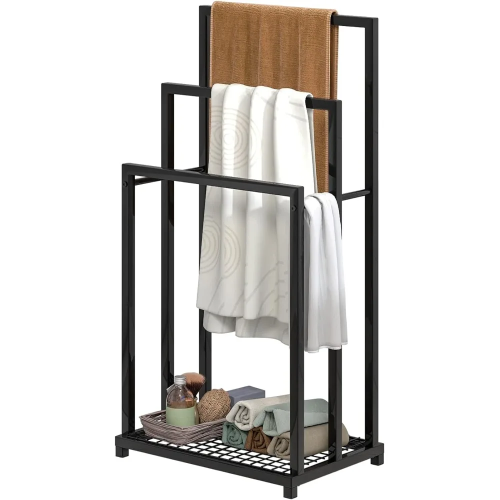 

Элегантные товары для дома, отдельно стоящая вешалка для полотенец, 3-х ярусная вешалка для одеял с металлической полкой для ванной комнаты, гостиной, улицы