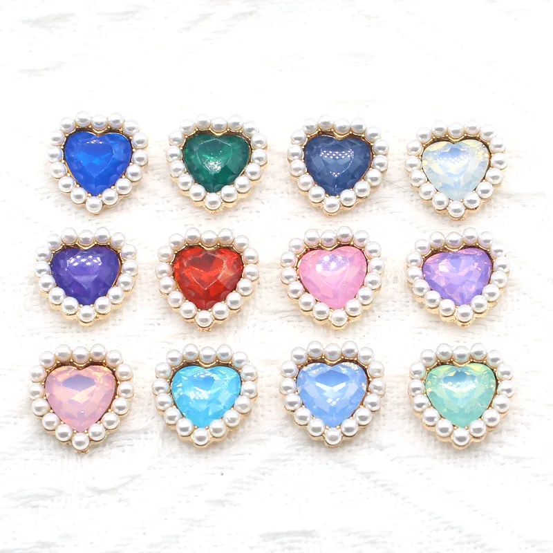 10 pcs/set new gold alloy peach heart jewelry, pearl embellishments, cute little fragrance Diy Hair Accessories Bow Decoration