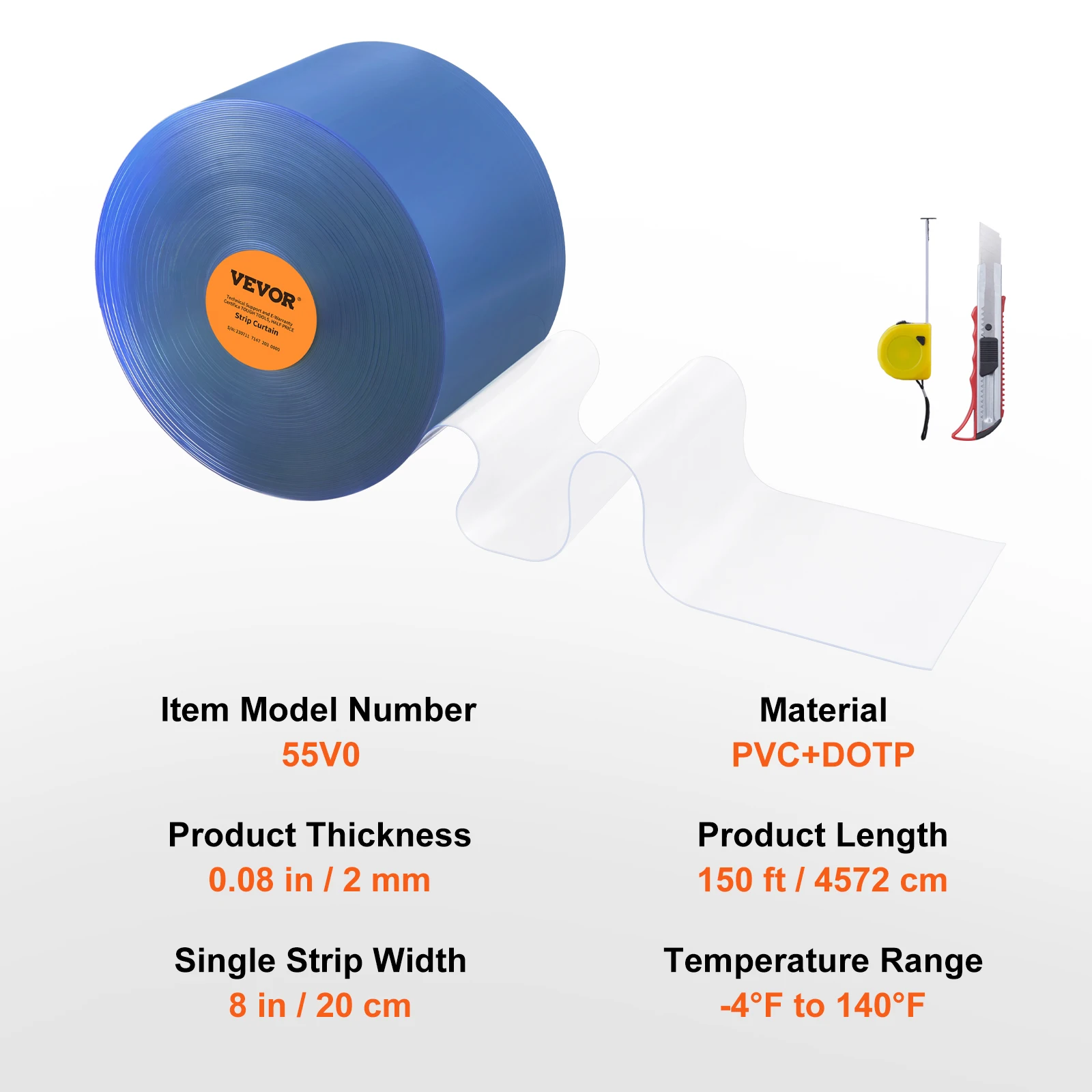 SucceBuy 50/100/150ft PVC Strip Gordijn 8 "/12" Doorzichtige Gladde Plastic Deurstrips Gordijn Bulk Roll voor Magazijnen Fabrieken