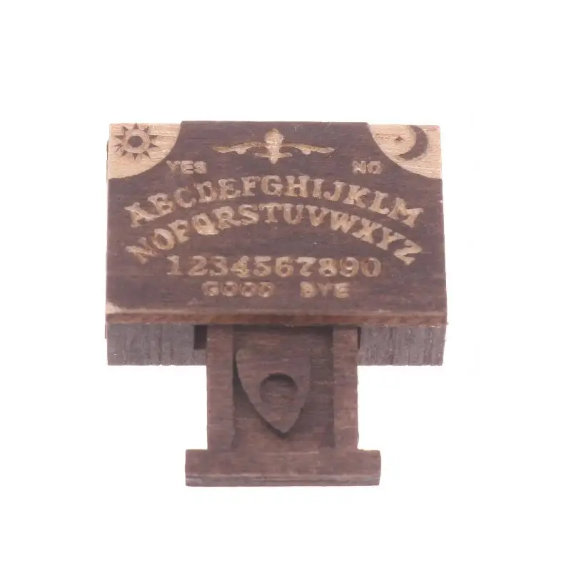 Hot Sale Retro Mini Wooden Ouija Board With Drawer Miniature Spirit Board Micro Landscape Scene Ornament Home Desktop Decoration