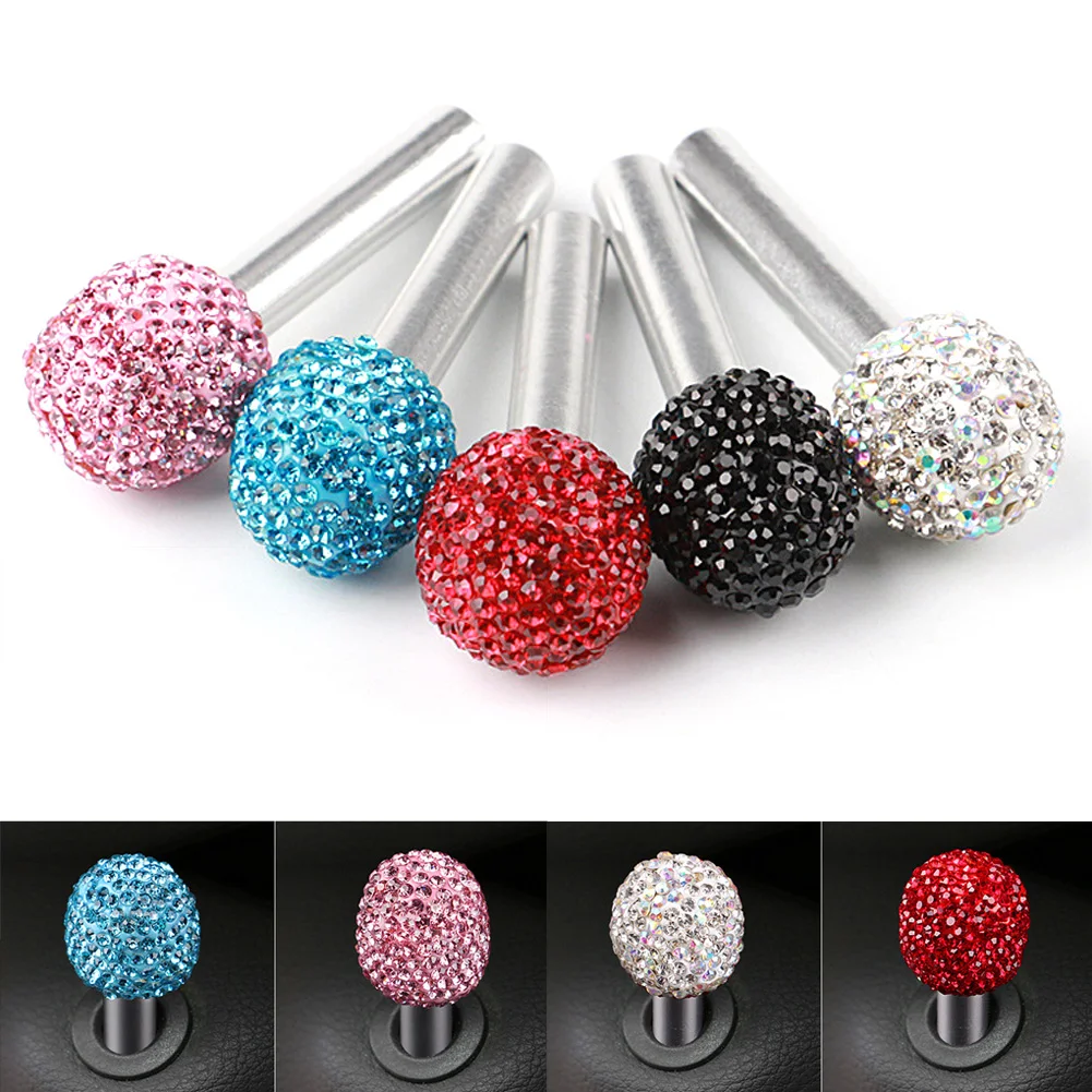 2PCS Rhinestone Car Door Pin Lock Knob Pull Pins Aluminum Alloy Door Handle Security Door Latch Lock Pin Bling Car Accessories