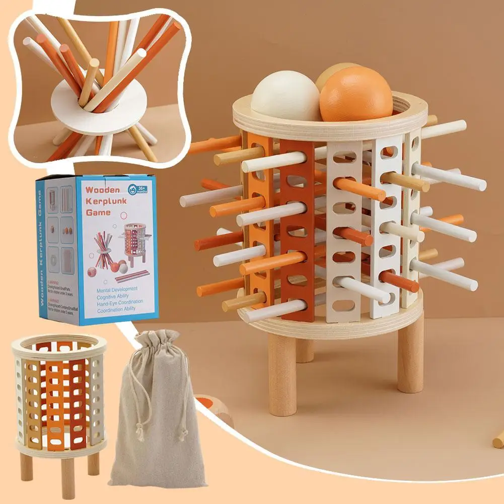 Kids Balance Tower Pick Up Wooden Sticks Social Board Thinking Challenge Math Stacking Count Game Game Brain Wooden Toys Lo M3j2