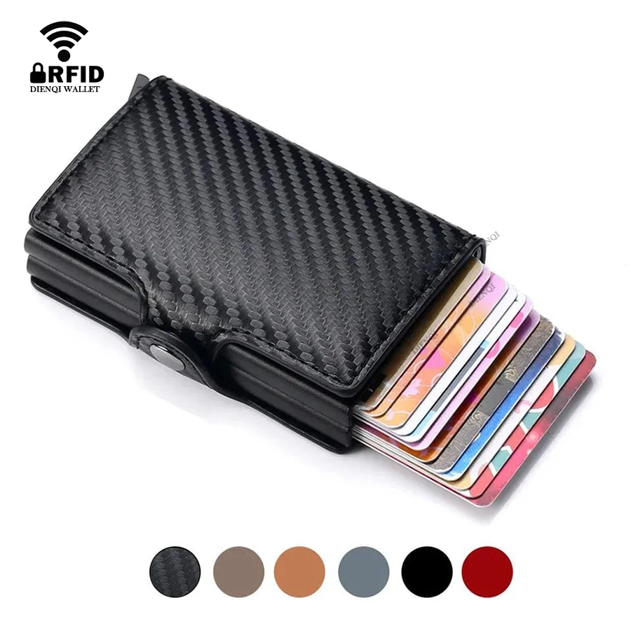 Anti Rfid Carbon Fiber Credit Card Holder Mens 14 Bank Cardholder Case Wallet Metal Minimalist Wallet Money Bag Male Purses