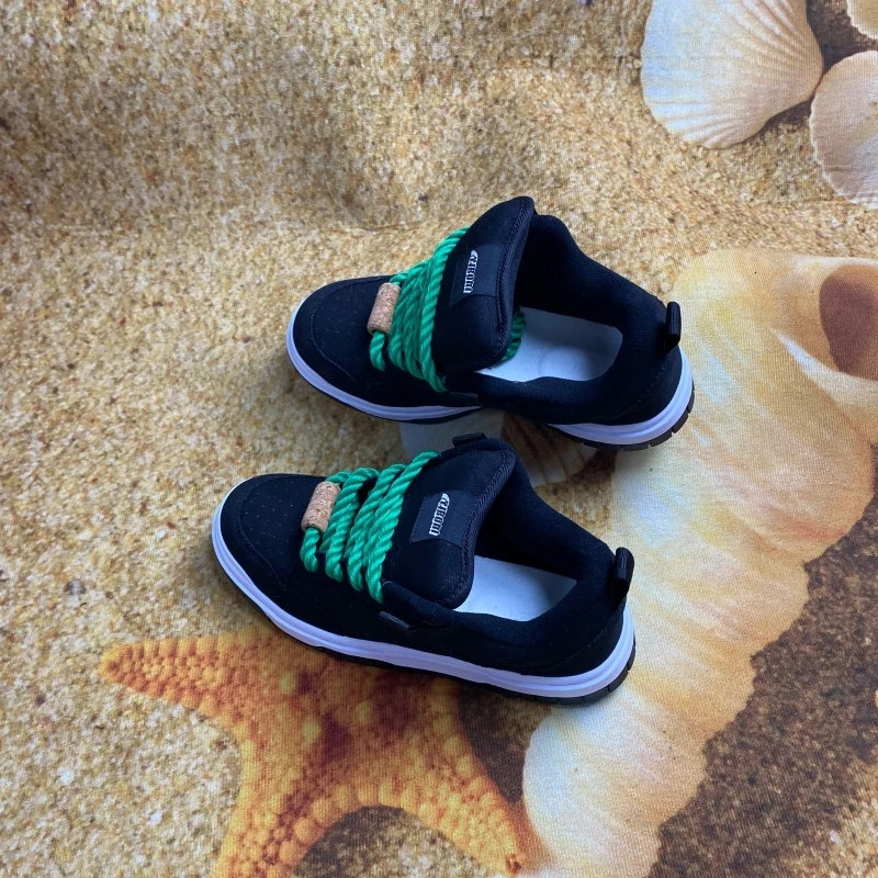 2026-trendy-brand-black-and-green-bread-shoes-men's-coarse-fluorescent-green-lace-skateboarding-shoes-large-sizes-36-48-high