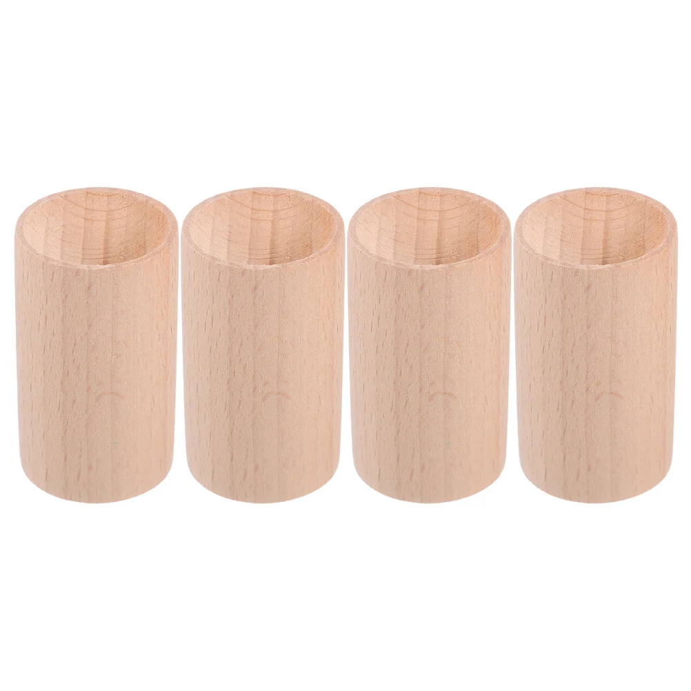 

4Pcs Wooden Base Essential Oil Diffuser Cylindrical Design Stable Stand Home Decor Aromatherapy Display Pillars Natural Wood