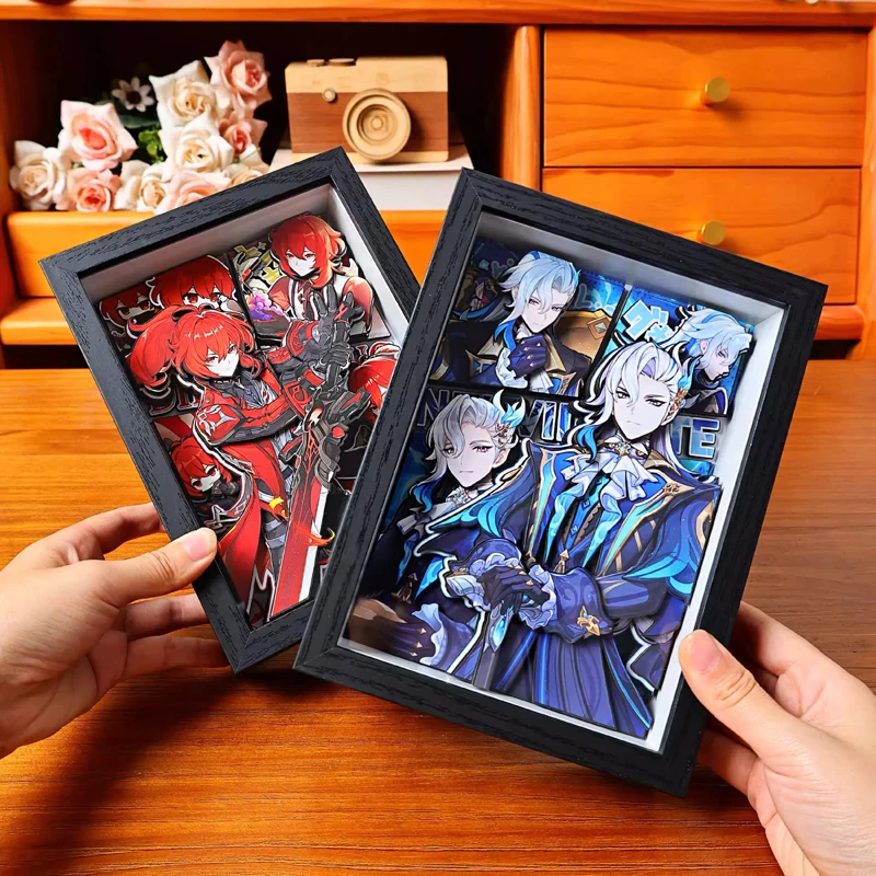 Genshin Impact 3D Handmade Art Painting Cartoon Flins Diluc Neuvillette Figure Collect Picture Desktop Ornaments Collection Gift