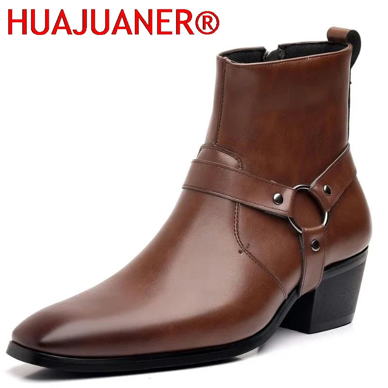 

Men's Boots Fashion Designer Chelsea Boots Luxury High Quality Men Cowboy Boots Black Brown Zip Wedding Office Dress Shoes Male