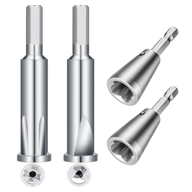 

B03C-4Pcs Drill-Compatible Wire Twister And Stripper Tool Set, Includes 6Mm Twister And Multi-Way Stripper For Versatile Use