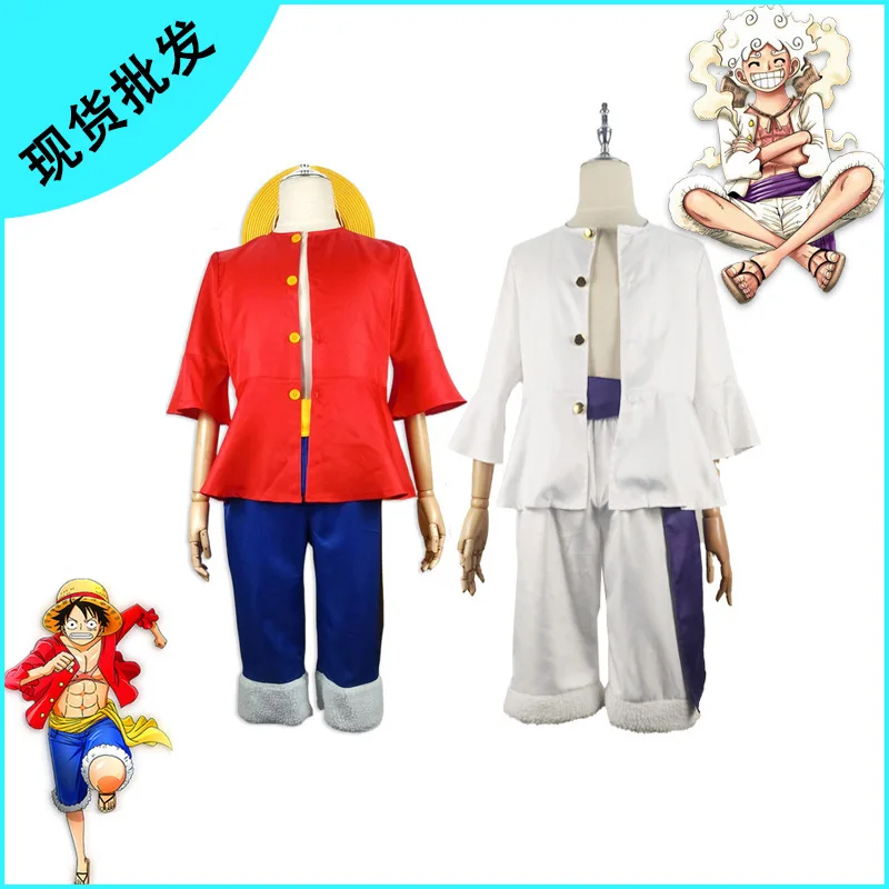 Anime Luffy Cosplay Traje Com Hoodie De Palha Para Meninos Halloween Carnaval Uniforme Casaco Calças Cinto Conjunto Completo