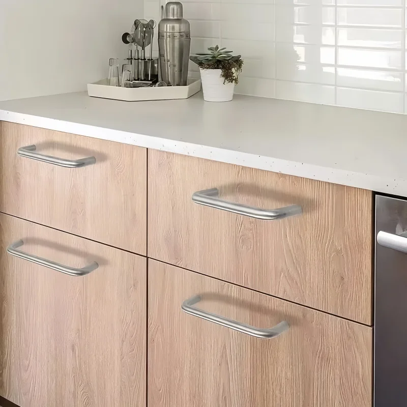 Stainless Steel U Type Door Handles Dresser Knobs Kitchen Cabinet Knobs and Handles for Furniture Hardware Diameter 8mm