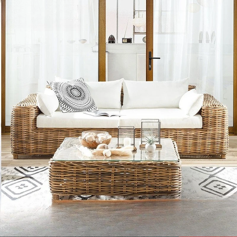 

Nordic solid wood outdoor leisure rope sofa chair B & B hotel park balcony terrace leisure single chair combination