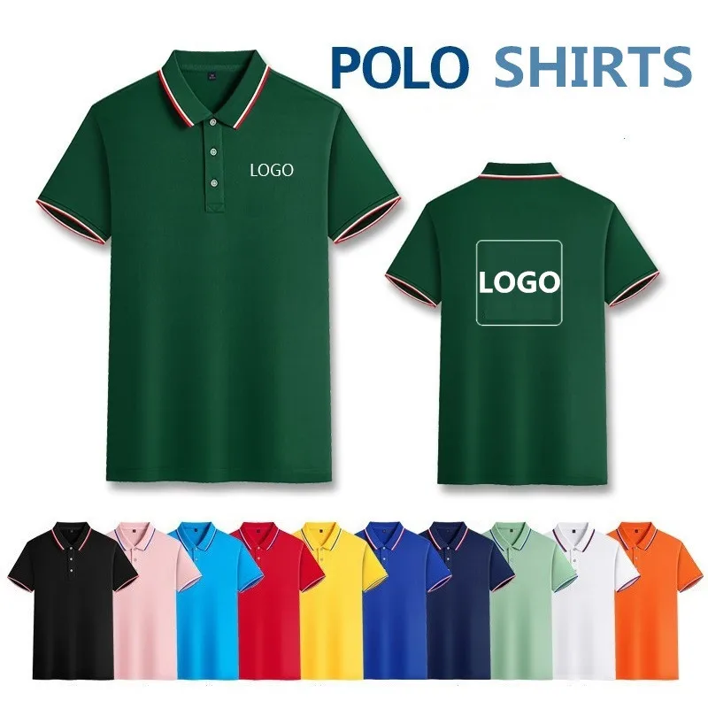 Adult polo t shirts Custom logo turn-over collar shirts Worker costume suits Wholesale Logo clothes