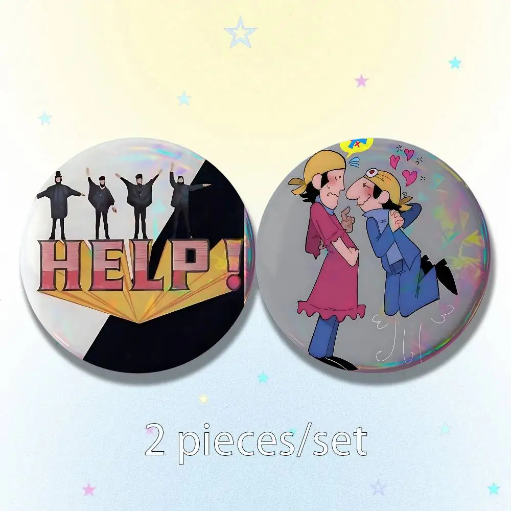 The B-Beatles B-Band HELP 25/32/44/58/75mm Badges Tinplate Soft Button Pin Brooch Metal Badge Custom Accessories Hat Bag Lapel