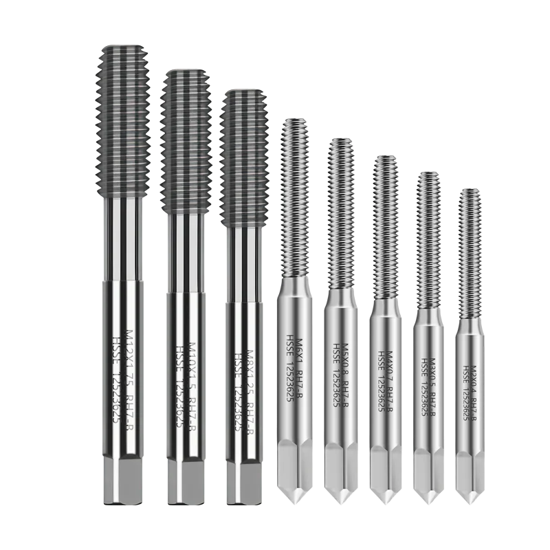 ZUANTONG 1SET HSSE-M35 M2-M12 Forming Tap/Roll Tap White/TC50/TIN/TICN Coating Screw Thread Taps 8PCS：M2 M3 M4 M5 M6 M8 M10 M12