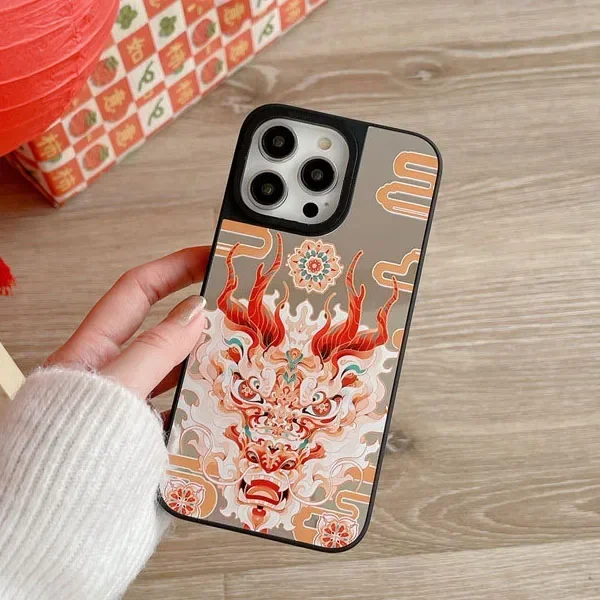 

Mirror Surface Dragon Year Phone Case Cover for IPhone 11 12 13 14 15 Pro Max Case for IPhone 14 Pro