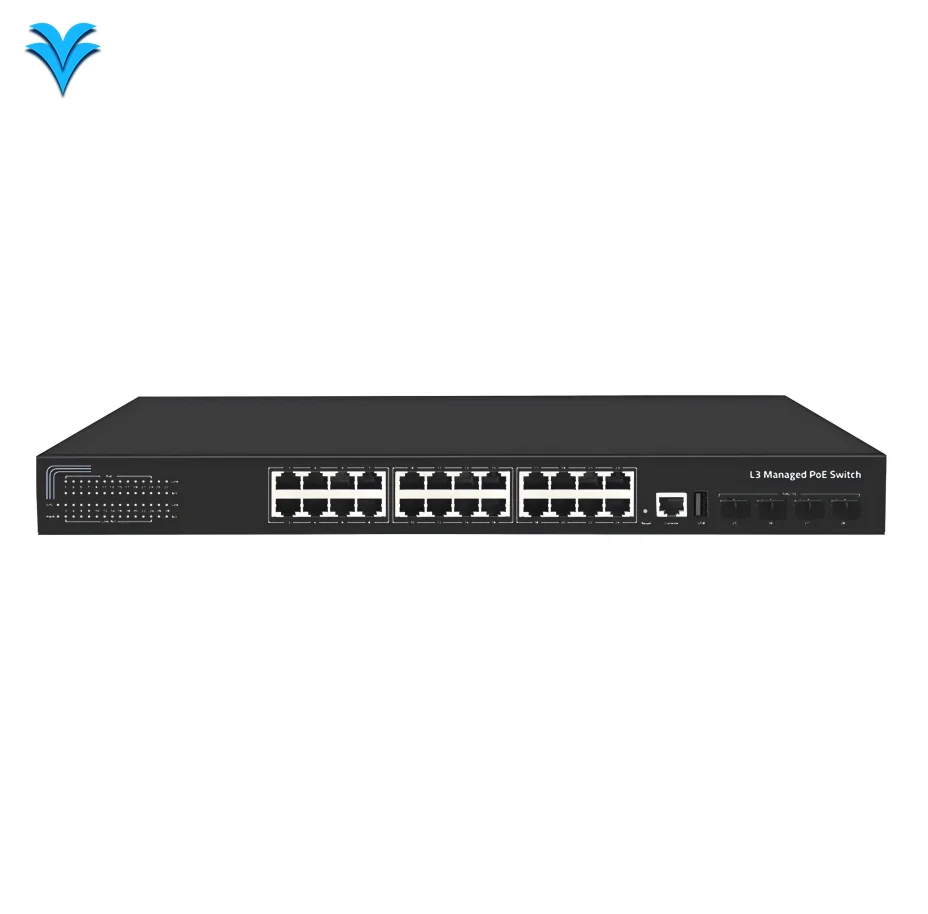 

24-Ports Gigabit 802.3at PoE+ l2 l3 Managed Web Telnet SNMP SSH 400W Rackmount USB 10G SFP+ Ethernet PoE Switch